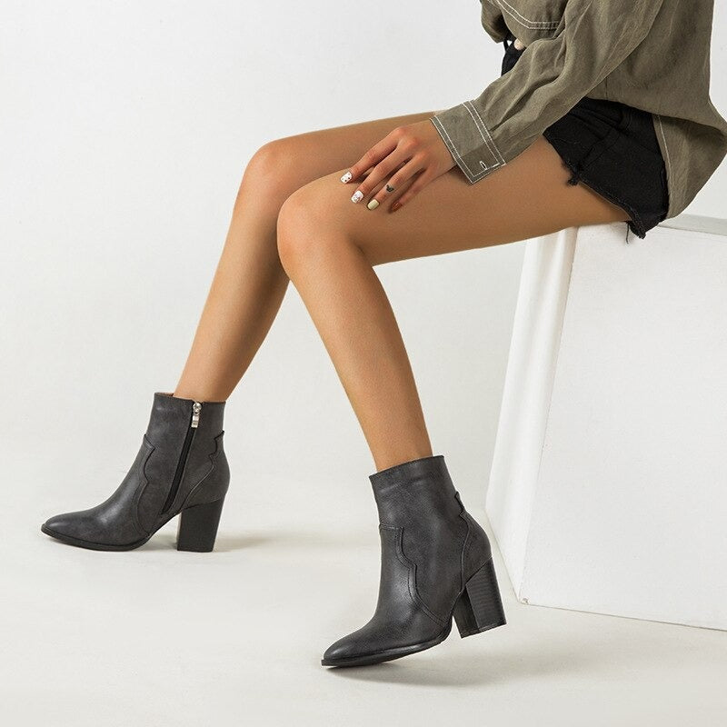 Bottines Femme Cuir Talon Fabiana (Nouvelle Collection)